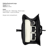 RAINS Rolltop Rucksack Large – Black Waterproof Rolltop Backpack Water Resistant Water Repellent Commuter Travel Pack Urban Minimalist Design – 2 Year Warranty