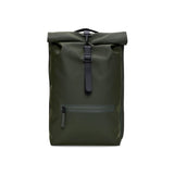 RAINS Rolltop Rucksack Large - Waterproof Rolltop Backpack Water Resistant Commuter Travel Pack Urban Minimalist (Green, Regular)