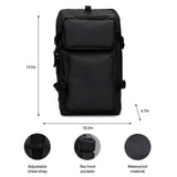 RAINS Trail Cargo Backpack – Black Unisex Cargo Backpack Water Resistant Water Repellent PU Fabric Smooth Feel Outdoor Urban Design 14L Capacity – 2 Year Warranty