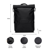 RAINS Trail Rolltop Waterproof Backpack – Black Rolltop Urban Daypack Water Resistant Water Repellent Minimalist Design for Men & Women – 2 Year Warranty