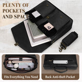 RAINSMORE 17.3 Inch Men's Messenger Bag, PU Leather Laptop Briefcase Use for Work, Office & Business Travel, Spacious Satchel Bag, Black