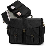 RAINSMORE 17.3 Inch Men's Messenger Bag, PU Leather Laptop Briefcase Use for Work, Office & Business Travel, Spacious Satchel Bag, Black