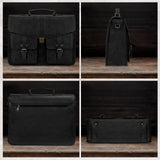 RAINSMORE 17.3 Inch Men's Messenger Bag, PU Leather Laptop Briefcase Use for Work, Office & Business Travel, Spacious Satchel Bag, Black