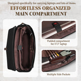 RAINSMORE 17.3 Inch Men's Messenger Bag, PU Leather Laptop Briefcase Use for Work, Office & Business Travel, Spacious Satchel Bag, Black