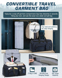 RAINSMORE 3 in 1 Garment Bags for Travel, 45L Convertible Garment Duffle bag for Hanging Clothes, Suit Travel Bag for Business Trips with Shoulder Strap, Carry On Suit Luggage for Men Women,Blue