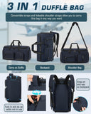 RAINSMORE 3 in 1 Garment Bags for Travel, 45L Convertible Garment Duffle bag for Hanging Clothes, Suit Travel Bag for Business Trips with Shoulder Strap, Carry On Suit Luggage for Men Women,Blue