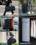 RAINSMORE 3 in 1 Garment Bags for Travel, 45L Convertible Garment Duffle bag for Hanging Clothes, Suit Travel Bag for Business Trips with Shoulder Strap, Carry On Suit Luggage for Men Women,Blue