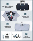 RAINSMORE 3 in 1 Garment Bags for Travel, 45L Convertible Garment Duffle bag for Hanging Clothes, Suit Travel Bag for Business Trips with Shoulder Strap, Carry On Suit Luggage for Men Women,Blue