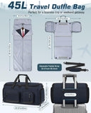 RAINSMORE 3 in 1 Garment Bags for Travel, 45L Convertible Garment Duffle bag for Hanging Clothes, Suit Travel Bag for Business Trips with Shoulder Strap, Carry On Suit Luggage for Men Women,Blue