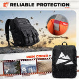 RAINSMORE Camera Bag Backpack for DSLR/SLR/Mirrorless Camera Bags for Photographers 15.6 Inch Waterproof Tactical Photography Case with Rain Cover & Tripod Holder, Black