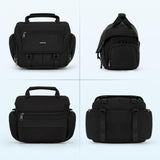 RAINSMORE Camera Bag, DSLR/SLR/Mirrorless Camera Sling Bag for Photographers Waterproof Small Camera Case with Tripod Holder & Rain Cover Camera Crossbody Bag for Canon/Nikon/Sony/Fuji, Black