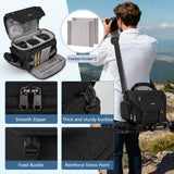RAINSMORE Camera Bag, DSLR/SLR/Mirrorless Camera Sling Bag for Photographers Waterproof Small Camera Case with Tripod Holder & Rain Cover Camera Crossbody Bag for Canon/Nikon/Sony/Fuji, Black