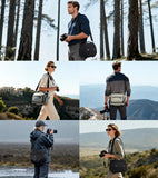RAINSMORE Camera Bag, SLR/DSLR/Mirrorless Camera Case with Divider Tripod Holder Waterproof Sling Bag Crossbody Camera Bags for Photographers with Rain Cover for Canon/Sony/Nikon/Fuji, Black