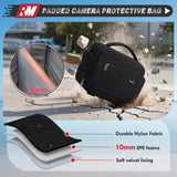 RAINSMORE Camera Bag, SLR/DSLR/Mirrorless Camera Case with Divider Tripod Holder Waterproof Sling Bag Crossbody Camera Bags for Photographers with Rain Cover for Canon/Sony/Nikon/Fuji, Black