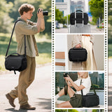 RAINSMORE Camera Bag, Small DSLR/SLR/Mirrorless Camera Sling Bag Waterproof Camera Case with Tripod Holder & Rain Cover Compact Crossbody Camera Bags for Photographers Everyday Shoulder Bags, Black