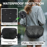 RAINSMORE Camera Bag, Small DSLR/SLR/Mirrorless Camera Sling Bag Waterproof Camera Case with Tripod Holder & Rain Cover Compact Crossbody Camera Bags for Photographers Everyday Shoulder Bags, Black
