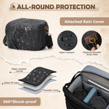 RAINSMORE Canvas Camera Bag, DSLR/SLR/Mirrorless Small Camera Sling Bags Cross - body Camera Case, Compact Shoulder Bag for Photographers with Rain Cover Vintage Sling Bags for Men and Women, Black