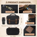 RAINSMORE Canvas Camera Bag, DSLR/SLR/Mirrorless Small Camera Sling Bags Cross - body Camera Case, Compact Shoulder Bag for Photographers with Rain Cover Vintage Sling Bags for Men and Women, Black