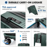 RAINSMORE Carry on Luggage 20 Inch Expandable, Airline Approved Carry on Suitcase Top Opening Hard Shell Rolling Travel Luggage with TSA Lock & Spinner Wheels, Green