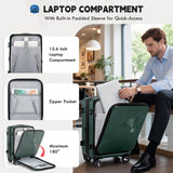 RAINSMORE Carry on Luggage 20 Inch Expandable, Airline Approved Carry on Suitcase Top Opening Hard Shell Rolling Travel Luggage with TSA Lock & Spinner Wheels, Green