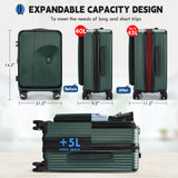 RAINSMORE Carry on Luggage 20 Inch Expandable, Airline Approved Carry on Suitcase Top Opening Hard Shell Rolling Travel Luggage with TSA Lock & Spinner Wheels, Green
