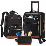 RAINSMORE Carry On Luggage 22x14x9 Airline Approved, 20 Inch Softside Suitcases with Wheels, 3 Piece Luggage Sets, Rolling Carry On Suitcase with TSA Lock for Travel Weekender