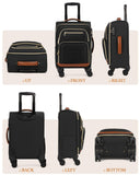 RAINSMORE Carry On Luggage 22x14x9 Airline Approved, 20 Inch Softside Suitcases with Wheels, 3 Piece Luggage Sets, Rolling Carry On Suitcase with TSA Lock for Travel Weekender