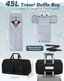 RAINSMORE Convertible Garment Bags for Travel, 45L Garment Duffle bag for Hanging Clothes, 3 in 1 Suit Travel Bag for Business Trips with Shoulder Strap, Carry On Suit Luggage for Men Women, Black