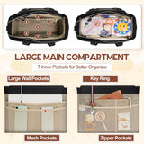 RAINSMORE Diaper Bag Tote, Large Capacity Diaper Bag Waterproof Baby Bag Multifunctional Travel Diaper Tote with Pacifier Case & Changing Pad, Black