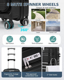 RAINSMORE Expandable Carry on Luggage 20 Inch, Airline Approved Carry on Suitcase with Front Pocket&Laptop Compartment, Hardshell Rolling Travel Luggage with Spinner Wheels,Black