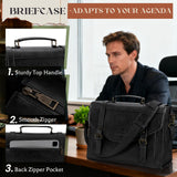 RAINSMORE Flap Messenger Bag for Men Vintage PU Vegan Leather Laptop Bag 15.6 Inch Professional Mens Briefcase Waterproof Satchel Bag Men with Card Purse Computer Bag for Work College Office Black