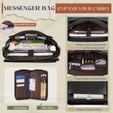 RAINSMORE Flap Messenger Bag for Men Vintage PU Vegan Leather Laptop Bag 15.6 Inch Professional Mens Briefcase Waterproof Satchel Bag Men with Card Purse Computer Bag for Work College Office Black