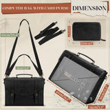 RAINSMORE Flap Messenger Bag for Men Vintage PU Vegan Leather Laptop Bag 15.6 Inch Professional Mens Briefcase Waterproof Satchel Bag Men with Card Purse Computer Bag for Work College Office Black