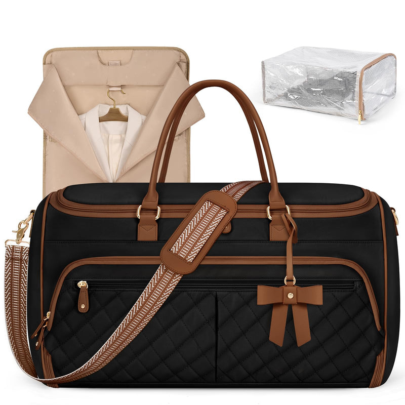 RAINSMORE Garment Bags for Travel Women Convertible Garment Duffle Bag for Hanging Clothes, Large Carry On Garment Bag with Shoe Bag & Wet Pocket, Foldable Dress Suit Business Travel Weekender Bags