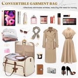 RAINSMORE Garment Bags for Travel Women Convertible Garment Duffle Bag for Hanging Clothes, Large Carry On Garment Bag with Shoe Bag & Wet Pocket, Foldable Dress Suit Business Travel Weekender Bags