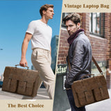 RAINSMORE Leather Messenger Bag for Men 15.6 Inch Vintage Laptop Bag Waterproof Briefcases for Men Computer Shoulder Bag Satchel for Work, Office, College, Business, Darkbrown
