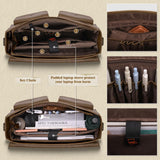 RAINSMORE Leather Messenger Bag for Men 15.6 Inch Vintage Laptop Bag Waterproof Briefcases for Men Computer Shoulder Bag Satchel for Work, Office, College, Business, Darkbrown