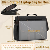 RAINSMORE Mens Messenger Bag 17 - 17.3 Inch Vintage Canvas Briefcase Water - resistant Large Computer Laptop Bag Rugged Satchel Shoulder Bag for Work Travel, Bookbag for College
