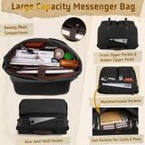 RAINSMORE Mens Messenger Bag 17 - 17.3 Inch Vintage Canvas Briefcase Water - resistant Large Computer Laptop Bag Rugged Satchel Shoulder Bag for Work Travel, Bookbag for College