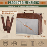 RAINSMORE Mens Messenger Bag 17 Inch Vintage Leather Laptop Briefcase Magnetic Closure Large Satchel Computer Shoulder Bag for Office Travel College, Brown
