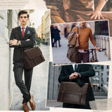 RAINSMORE Mens Messenger Bag 17 Inch Waterproof Vintage Leather Laptop Briefcase Large Laptop Bag Satchel Bag Computer Shoulder Bag for Office Business Travel College,Brown