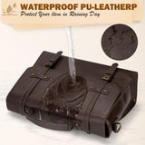 RAINSMORE Mens Messenger Bag 17 Inch Waterproof Vintage Leather Laptop Briefcase Large Laptop Bag Satchel Bag Computer Shoulder Bag for Office Business Travel College,Brown