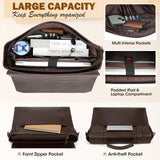 RAINSMORE Mens Messenger Bag 17 Inch Waterproof Vintage Leather Laptop Briefcase Large Laptop Bag Satchel Bag Computer Shoulder Bag for Office Business Travel College,Brown