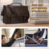 RAINSMORE Mens Messenger Bag 17 Inch Waterproof Vintage Leather Laptop Briefcase Large Laptop Bag Satchel Bag Computer Shoulder Bag for Office Business Travel College,Brown