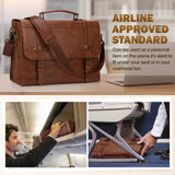 RAINSMORE Mens Messenger Bag 17 Inch Waterproof Vintage Leather Laptop Briefcase Large Laptop Bag Satchel Bag Computer Shoulder Bag for Office Business Travel College,Brown