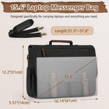 RAINSMORE Messenger Bag for Men 15.6 - 17.3 Inch Laptop Bag Water - resistant Canvas Briefcase Large Computer Satchel Shoulder Bag for Work College Travel, Black