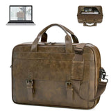 RAINSMORE Messenger Bag for Men 16 Inch Laptop Bag Vintage Leather Waterproof Laptop Briefcases Large Computer Bags Retro Satchel Shoulder Bag for Work，Business，Office，College