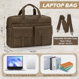 RAINSMORE Messenger Bag for Men 16 Inch Leather Laptop Bags Work Computer Briefcase Vintage Mens Satchel Shoulder Bag for Work, Office, Business, Travel, Dark Brown