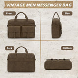 RAINSMORE Messenger Bag for Men 16 Inch Leather Laptop Bags Work Computer Briefcase Vintage Mens Satchel Shoulder Bag for Work, Office, Business, Travel, Dark Brown