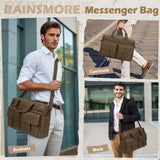 RAINSMORE Messenger Bag for Men 16 Inch Leather Laptop Bags Work Computer Briefcase Vintage Mens Satchel Shoulder Bag for Work, Office, Business, Travel, Dark Brown